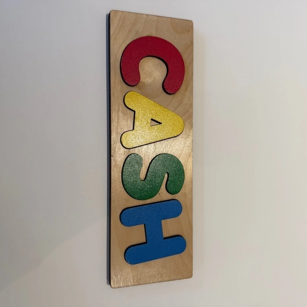 Rainbow Wood “Cash” Kids Name Puzzle